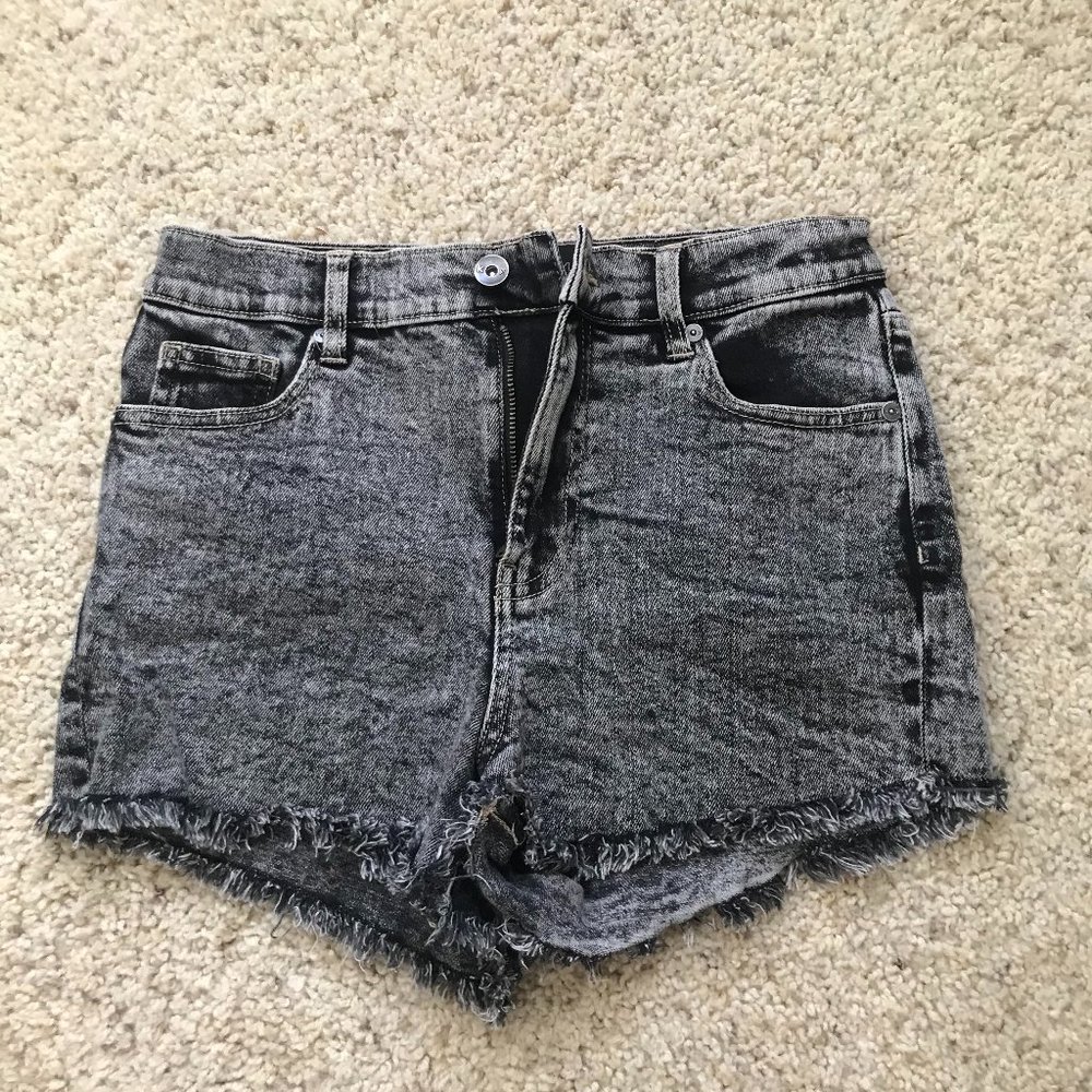 Black Bleached Jean Shorts